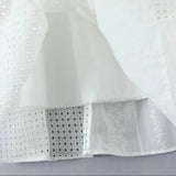Purpdrank  Holiday White Embroidery Spliced Hollow Out Hole Elastic Waist Maxi Long Skirt Women Ruffles Hem Swing A-lined Skirts Boho