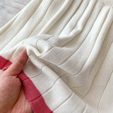Purpdrank  Korean Sle Student Stripe Knitted T-irt Top High Waist A-Line Skirt Set round Ne ort Sve Casual Faion Ensemble