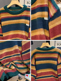 Purpdrank  Striped Pullovers Women Baggy Casual Soft Long Sleeve Vintage Sweaters Warm Streetwear Ulzzang Fashion All-match Sueter Mujer