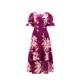 Purpdrank  Summer Europe Romantic Women's Dress Square Collar Belt Pocket Ruffled A-line Beach Vestidos Femme