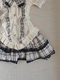 Purpdrank  Japanese Sweet Kawaii Women 2 Piece Set Cute Bow Lace Tops +Mini Puffy Skirt New Fashion Harajuku Y2k Plaid Preppy Style Outfits