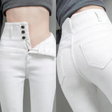 Purpdrank  Plus Size 5XL High Waist Button Skinny Jeans White Black Pencil Pants Women Large Size Denim Leggings Leggings Slim Chic New