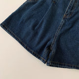 Purpdrank  Dark Blue Pleated Denim Shorts for Women 2025 New Summer High Waist Thin Wide Leg Jeans Shorts Casual Loose A-line Hot Pants