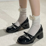 Purpdrank  High Heels Women Bow Shoes Shallow Mary Jane Fashion Shoes Designer Chunky Dress New  Luxury Sexy Pumps Lolita Shoes Femme