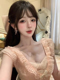 Purpdrank  Summer French Elegant Lace Mini Dress Women Casual Sexy Design Beach Style Dress Female Sweet Fashion V Neck Chic Party Dress