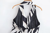 Purpdrank  Striped Prints Pants Set Women 2 Piece Spring BacklessWaistcoat With Button Wide Leg Casual Trousers Women Outfit
