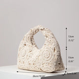 Purpdrank  Pattern Hollow Woven Shoulder Bag Bohemia Straw Beach Bag Premium Style Travel Must Haves Vacation Beach Handbags Women