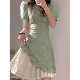 Purpdrank  Double Layer Bubble Sleeved Improved Cheongsam New Modern Chinese Style Slim Dress Elegant Embroidery Traditional Qipao