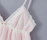 Purpdrank  Sexy Pink Spliced Embroidery Lace Deep V neck Mini Sling Dress Women Adjust Bow Ribbon Back Backless Party Robe Holiday