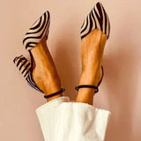 Purpdrank  Big Size Shoes Woman Sexy Heels Chunky Sandals 2025 Pointed Pumps Footwear Striped Colors Large Crossdressers Straps Casual Bloc