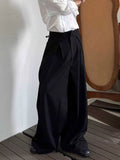 Purpdrank  American Retro Pleated Design Casual Pants Men Women Trendy Loose Match All Wide Leg Floor Length Suit Long Pants