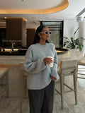 Purpdrank  Casual Mohair Stripe Sweater Women Loose Long Sleeve O-neck Loose Warm Pullover Female Fashion Autumn Sweaters Lady