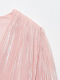 Purpdrank  European style new women's fashion versatile temperament solid color V-neck lace long-sleeved dress