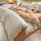 Purpdrank  Class A 100% Cotton Striped Bedding Sets Yarn Dyed Washed Cotton Breathable Duvet Cover Kit Single Bedclothes for All Seasons