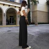 Purpdrank  High Waist Wide Leg Pants Slimming Suit Drape Comfortable Casual Trousers Polyester Fiber High Waist Long Pants Comfortable