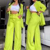 Purpdrank 2025 Woman Elegant Sets Autumn Fashion Women's Notched Collar Coat & Pocket Design Pants Set Work Commuting Two Piece Suit