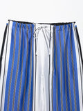 Purpdrank  Women Striped Trousers Summer Lace Up Casual Straight Leg Pants Mid waist Loose Women Pant