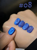 Purpdrank  12ML 10-Color Blue Series Blue Eyes Star Sea Cat Eye Gel Nail Polish New Summer Flash Lamp Cat Eye Nail Polish Nail Art