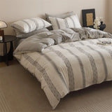 Purpdrank  New Class Duvet Cover Knitted Cotton Printing Small Fresh King Size Queen Size Set Bed Sheet Bed Hat 4Pcs Set