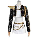 Purpdrank  Rumi Zoey Mira Cosplay , Costume Wig Women Black Golden Suit Halloween Party Role Playing Outfit