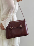 Purpdrank  Vintage Wine Red Shoulder Bag Large Capacity Ladies Tote Purse Handbags Pu Leather Female Messenger Bag College Girls Book Bag