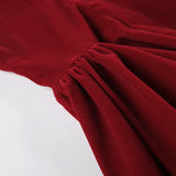 Purpdrank  Cute Mini Gowns For Party Dating Outfits Red Square Collar Strap Backless High Waist Bowknot Patchwork Pleated Dresses