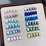 Purpdrank  12ML 10-Color Blue Series Blue Eyes Star Sea Cat Eye Gel Nail Polish New Summer Flash Lamp Cat Eye Nail Polish Nail Art