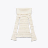 Purpdrank  European style new arrival women's fashion versatile and elegant off-the-shoulder long-sleeved hollow-out knitted sweater.
