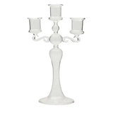 Purpdrank  3 Heads Retro Transparent Candlesticks Taper Candle Holders Tall Candlesticks Decoration Party Glass Home Decor Wedding Decor