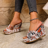 Purpdrank  Printed Wedge Women's Sandals 2023 Summer New Easiest for Match Outerwear High Heels Thick Soled Wedge Platform Sandals