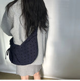 Purpdrank  Canvas Hobos Bags Women's Drawstring Pleated Large Capacity Corduroy Commuting Shoulder Bag