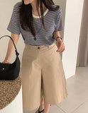 Purpdrank  Summer Vintage High Waist Women's Wide Leg Shorts 2025 New Solid Single Button Casual Loose Office Half Pants Female