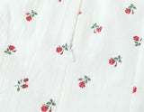 Purpdrank  Retro French Style White Floral Print Short Puff Sleeve Dress Women V neck Slim Waist A-line Mini Dresses Vestidos Holiday Robe