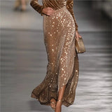 Purpdrank  Women's Style Velvet Patchwork Sequins Luxury Long Dress American Elegant Bodycon Prom Dress Autumn Winter Party Evening Dress