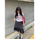 Purpdrank  Elegant Belt Black Mini Skirt Women Fashion White Mesh Patchwork Pleated Skirts Summer Harajuku Korean A Line Faldas New