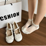 Purpdrank  Sring Autumn Women Mary Jane Shoes Fashion Butterfly-knot Dress Shoes Ladies Concise Outdoor Thick Heel Leather Shoes