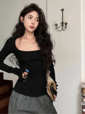 Purpdrank  Spring Retro Sweaters Cashmere Women Solid High Stretch 2024 Minimalist Chic New Casual Gentle Office Lady Autumn