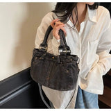 Purpdrank  New Crossbody Women's Washed Denim Bags Niche Design Denim Fashionable and Versatile Large Capacity Shoulder Bag