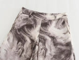 Purpdrank  Spring Summer CHIC Zipper Waist Tie dye Print Wide Leg Pants Women Front Ruched Long Loose Suit Trousers Full Length Bottom