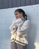 Purpdrank  Vintage Embroidery Star Loose Sweaters for Women Long Sleeve Single Breasted Oversize Knitted Cardigans Taylor Long Sleeve Top