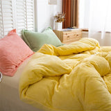 Purpdrank  Velvet Fleece Duvet Cover Winter Thicken Crystal Bedding Set AB Side Candy 4Color/Set Flat Sheet Pillowcase Home Textile