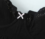 Purpdrank   Sexy Black Spliced Embroidery Lace Bra Corset style Mini Dress Women Tie Bow Backless Party Skater Short Sling Robe Holiday