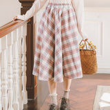 Purpdrank - New Autumn/Winter Sweet Skirt Women Vintage Plaid Woolen Woven Skirts High Quality Vintage Elegant Skirt Female