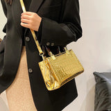 Purpdrank  Fashion Handbags For Women New Luxury Designer Purses And Handbags Stone Pattern Glossy Street Shoulder Crossbody Bag