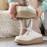 Purpdrank  Women's Slippers Platform Heeled Shoes Designer Lace Up Pumps Woman Sandals 2025 Summer Brand Casual Sandalias De Mujer