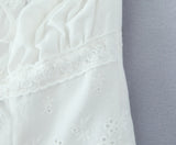 Purpdrank  Summer White Embroidery Hollow Out Hole Wood ears Bow Ruched Chest Corset Camisole Women Cross Lacing up Bow Back Tank Top