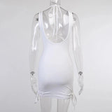 Purpdrank  Summer Backless Bodycon Dress Women Hollow Out 2025 Bandage Mini Sleeveless White Black Sexy Party Dresses Beach