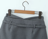 Purpdrank  Women V Low Waist With Belt Mini Skirt American Vintage All-match Package Hips Short Skirts Side Zipper With Shorts Underwear