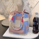 Purpdrank  Adjustable Straps Knitted Tote Bag Large Capaci Portable Handbag for Commuting And Outings Versatile Casual Women's Bag