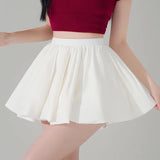 Purpdrank  Kawai Plaid Pleated Flower Bud Skirt Women Summer High Waist Slim Fit Mini Skirt Anti-exposure A Word Ultra  Puffy Shorts Faldas
